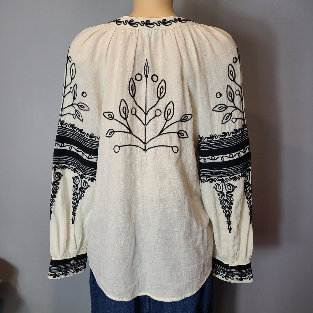 Sundance Cream Blouse with Black Embroidered Trim - Picture 5 of 10
